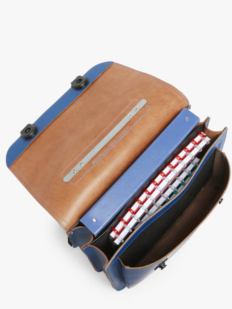 Leather Football Satchel Own stuff Blue primary 47FOOT other view 3