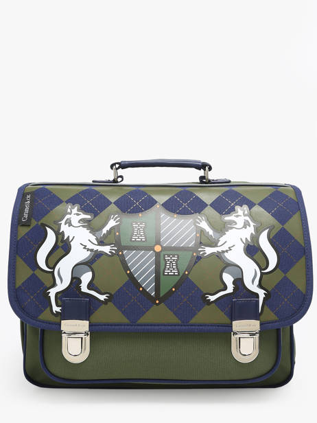 2-compartment Satchel Caramel et cie Green fier GA