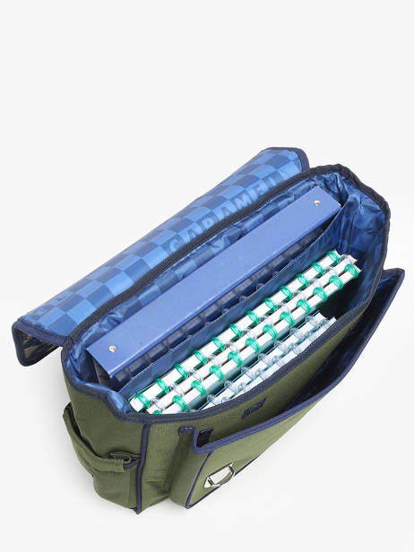 2-compartment Satchel Caramel et cie Green fier GA other view 3