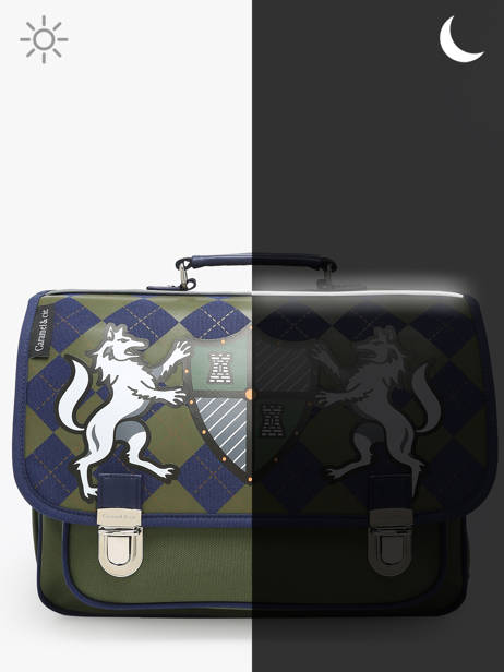 2-compartment Satchel Caramel et cie Green fier GA other view 5