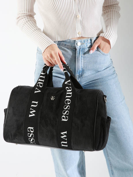 A4 Size Shoulder Bag Velours Vanessa wu Black velours MA0085 other view 1