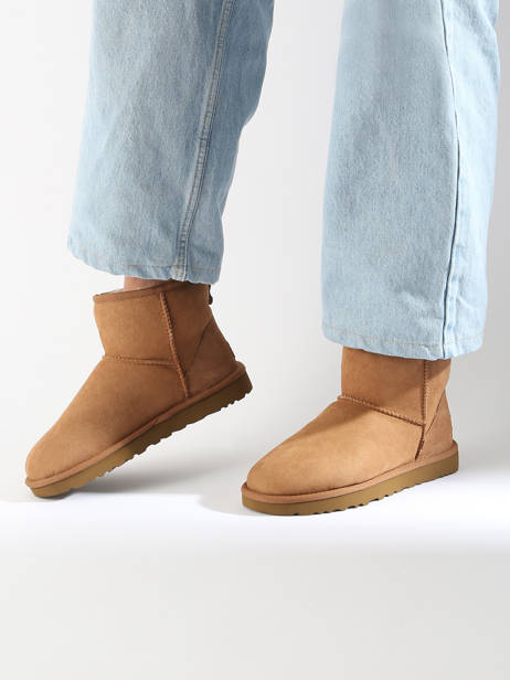 Boots Classic Mini Ii En Cuir Ugg Marron women 1016222 vue secondaire 2