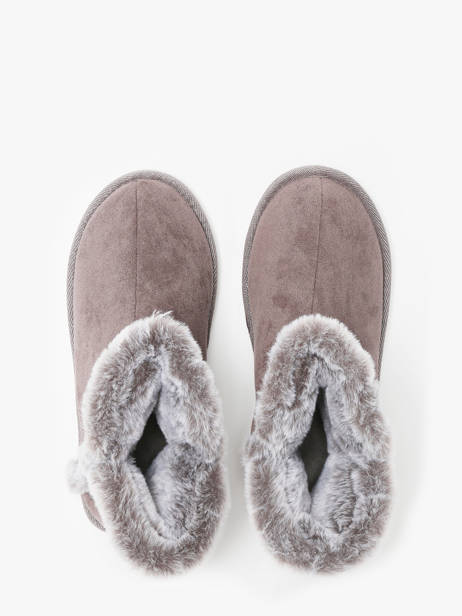 Slippers In Leather Isotoner Gray women 97391 other view 4