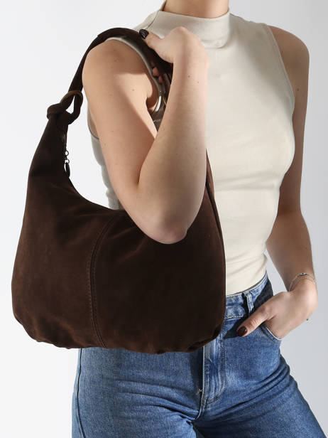 Shoulder Bag Velvet Leather Milano Brown velvet VE24111 other view 1