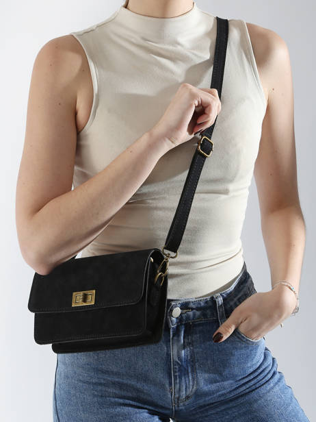 Sac Bandoulière Velvet Cuir Milano Noir velvet VE24115 vue secondaire 1