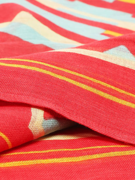 Linen Scarf Red Stripes 100x100cm Biba Multicolor accessoires RI257A other view 1