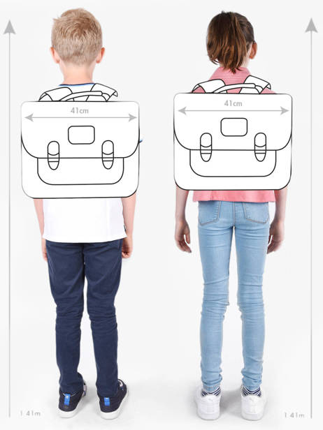 Satchel For Kids 3 Compartments Cameleon Pink vintage fantasy CA41 other view 1