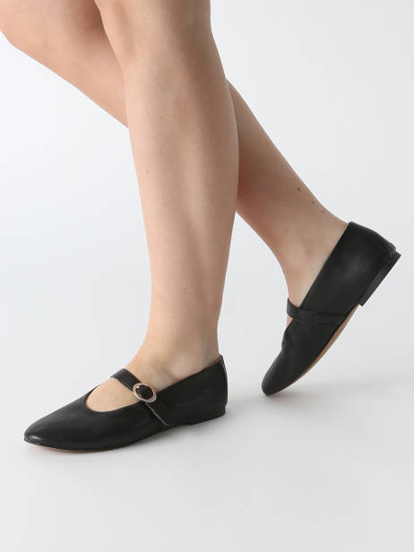 Ballerines Avec Brides En Cuir Inuovo Noir women C11003 vue secondaire 1