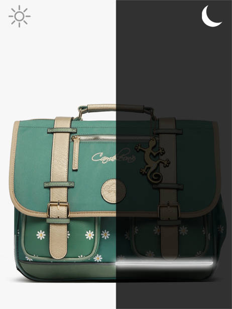 Cartable Enfant 2 Compartiments Cameleon Vert vintage fantasy CA38 vue secondaire 8