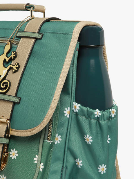 Satchel For Kids 3 Compartments Cameleon Green vintage fantasy CA41 other view 5