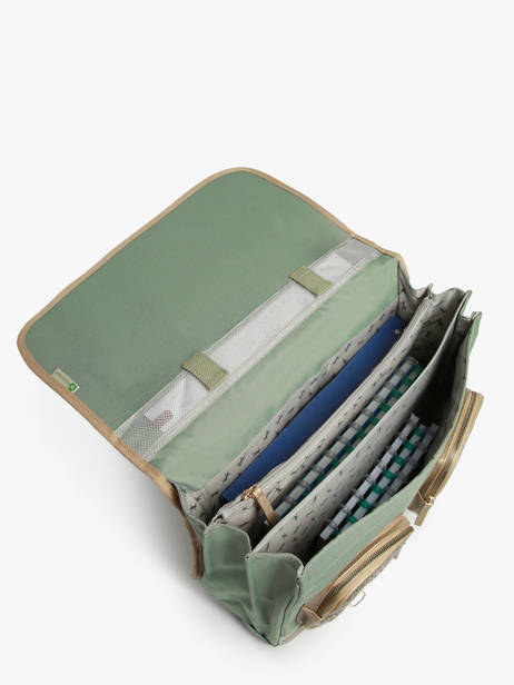 Satchel For Kids 3 Compartments Cameleon Green vintage fantasy CA41 other view 3