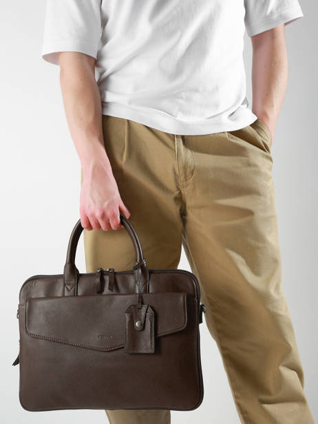 Porte-documents Flandres Cuir 1 Compartiment + Pc 15'' Etrier Marron flandres EFLA8241 vue secondaire 1