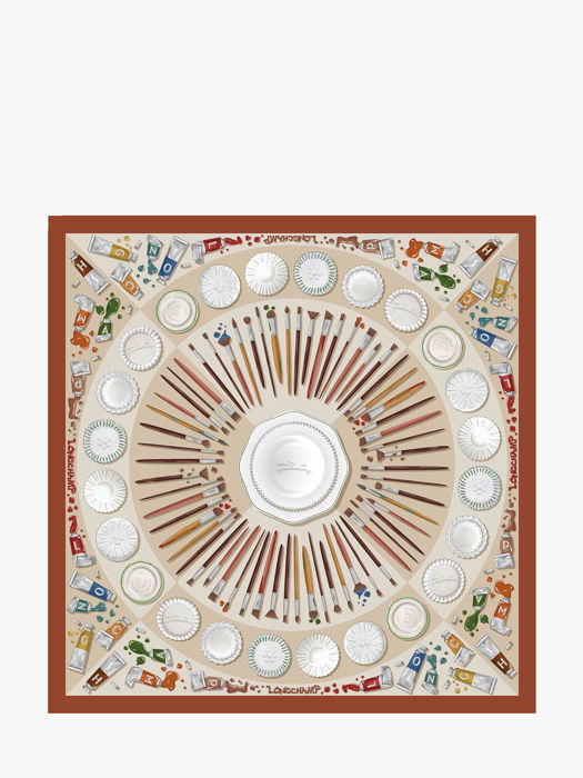 Longchamp Soie gots Foulard Marron