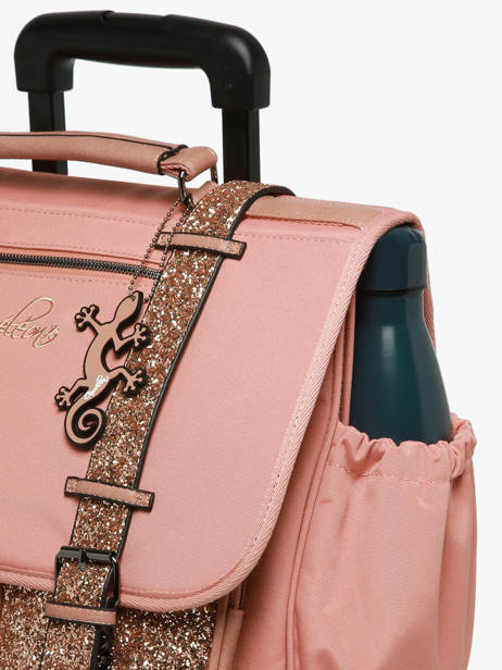 3-compartment Wheeled Satchel Cameleon Pink vintage fantasy CR41 other view 6