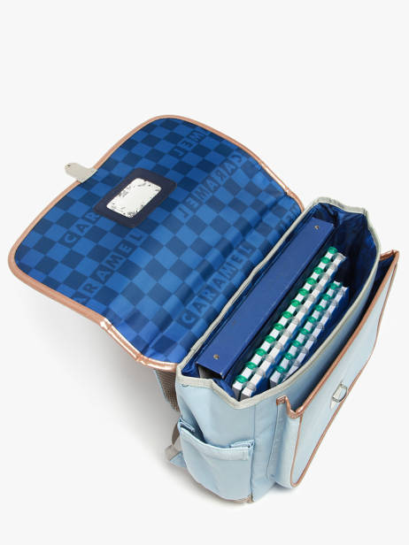 2-compartment Satchel Caramel et cie Blue boheme FI other view 3