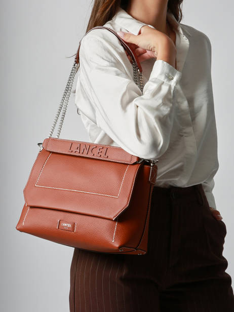 Large Leather Ninon Soft Shoulder Bag Lancel Brown ninon A13783 other view 2