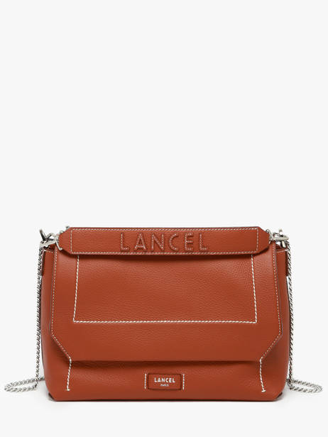 Large Leather Ninon Soft Shoulder Bag Lancel Brown ninon A13783