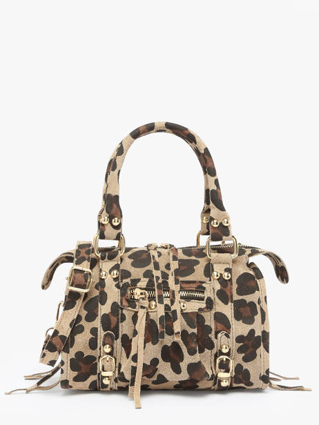 Shoulder Bag Velvet Leopardo Leather Milano Beige velvet leopardo VL24093