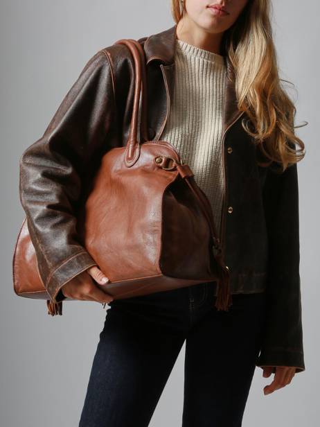 Sac Porté épaule A4 Cow Cuir Basilic pepper Marron cow BCOW85 vue secondaire 1