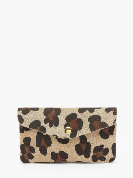 Leather Leopard Wallet Milano Beige velvet leopardo VL23113