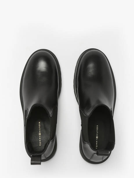 Chelsea Boots In Leather Tommy hilfiger Black women 8766BDS other view 4