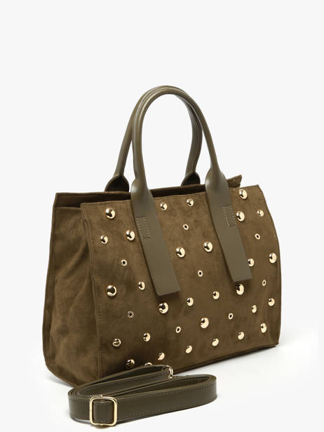 A4 Size Satchel Stud David jones Green stud CM7868 other view 2