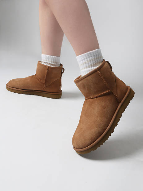 Boots Classic Mini Ii En Cuir Ugg Marron women 1016222 vue secondaire 1