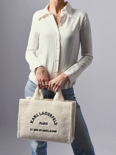 Rue St Guillaume Shearling Tote Bag Karl lagerfeld White rsg A4W50013 other view 1