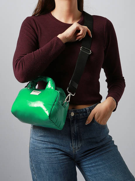 Shoulder Bag Glossy Recycled Polyester Wouf Green glossy BB250027 other view 1