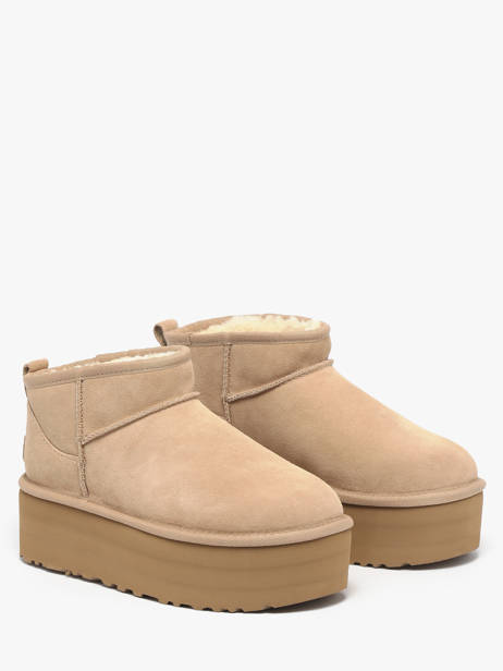 Boots Classic Ultra Mini Platform En Cuir Ugg Beige accessoires 1135092 vue secondaire 2