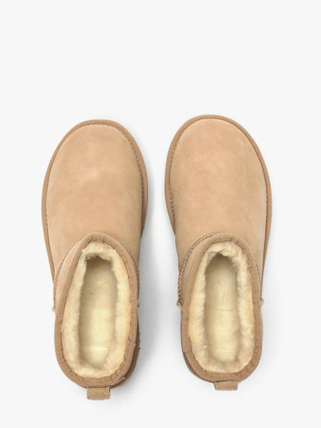 Boots Classic Ultra Mini Platform En Cuir Ugg Beige accessoires 1135092 vue secondaire 4