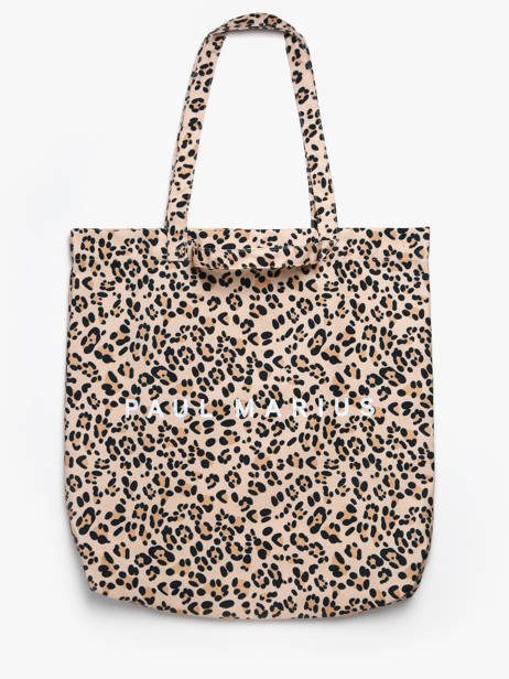 Tote Bag Leaopard Beige Cadeau Coton Paul marius Marron cadeau L25