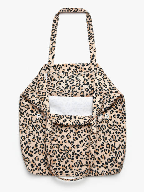 Tote Bag Leaopard Beige Cadeau Coton Paul marius Marron cadeau L25 vue secondaire 1