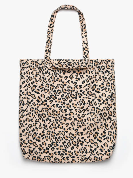 Tote Bag Leaopard Beige Cadeau Coton Paul marius Marron cadeau L25 vue secondaire 2