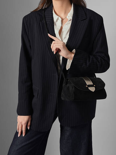 Shoulder Bag M Agnes Suede Leather Etrier Black agnes EAGV205M other view 2