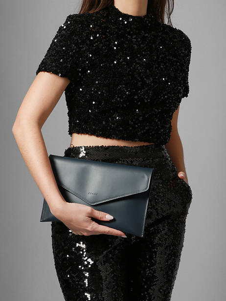 Large Leather Paddock Clutch Bag Etrier Blue paddock EPAD075L other view 1