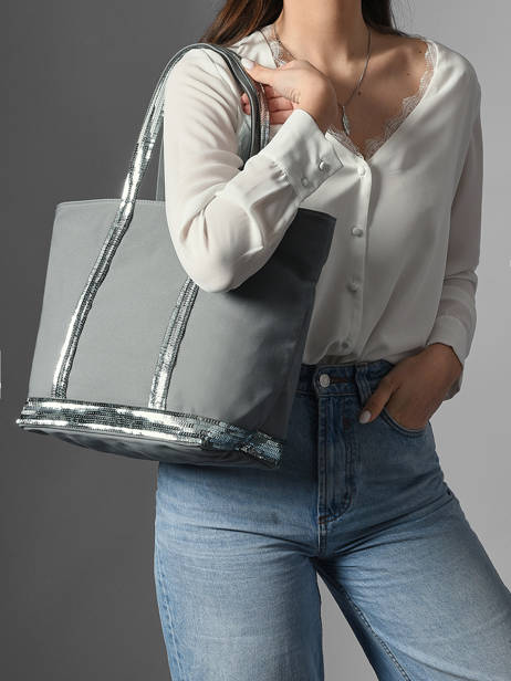 Sac Porté Main Cabas Coton Vanessa bruno Gris cabas 1V40378 vue secondaire 1