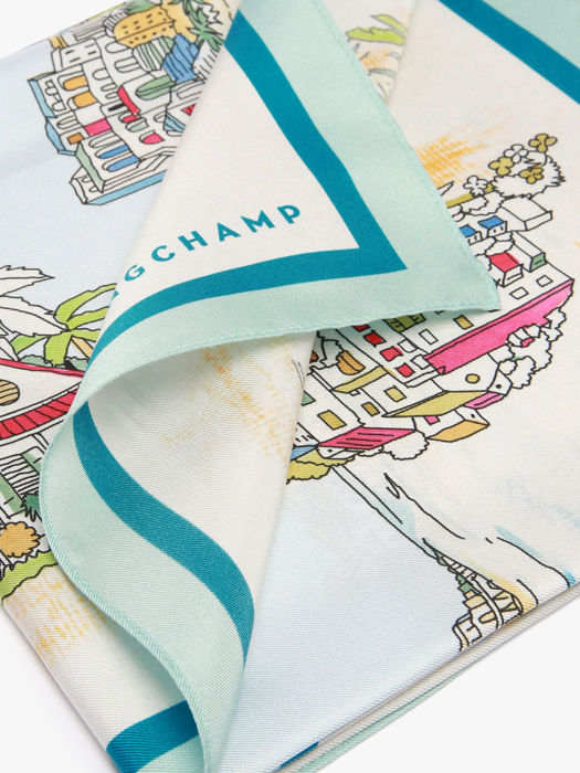 Longchamp Soie gots Scarf Blue