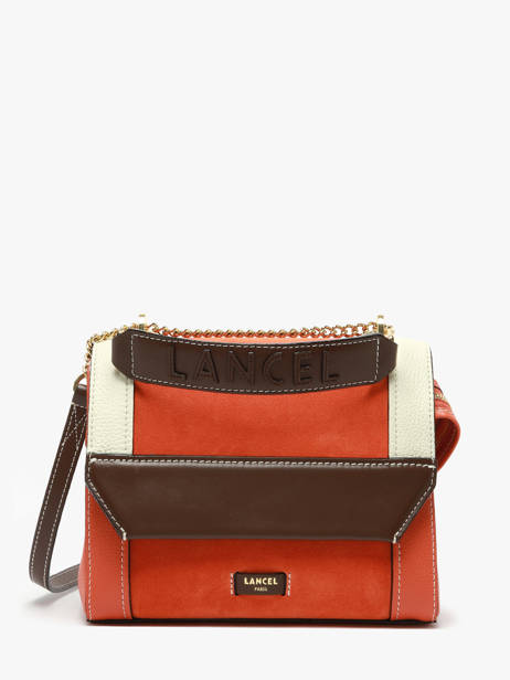 Leather Ninon Color Block Crossbody Bag Lancel Orange ninon A13370