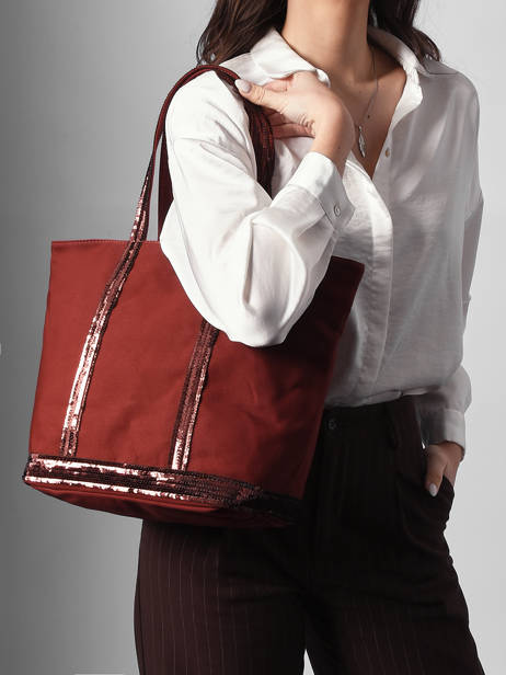 Sac Porté Main Cabas Coton Vanessa bruno Rouge cabas 1V40378 vue secondaire 1