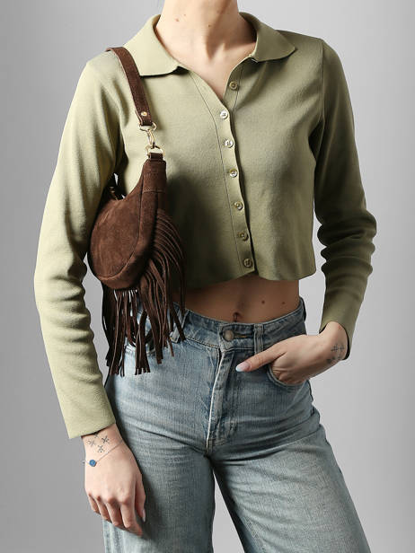 Shoulder Bag Velvet Leather Milano Brown velvet VE25064O other view 1