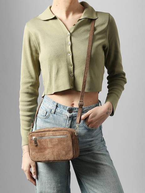 Shoulder Bag Velvet Leather Milano Beige velvet VE25115 other view 1