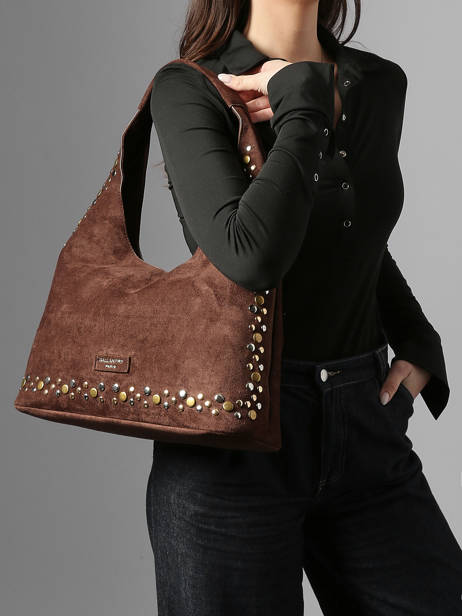 Shoulder Bag Velvet Studs Miniprix Brown velvet studs JC53002 other view 1
