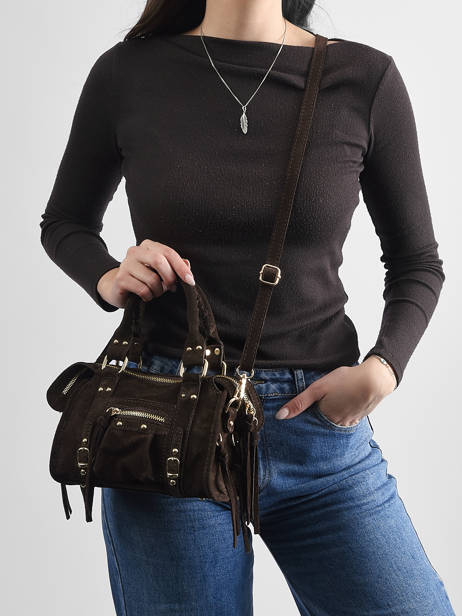 Crossbody Bag Velvet Leather Milano Brown velvet VE24092O other view 1