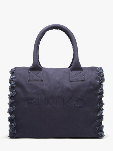 Sac Porté Main Logo Shopper Coton Pinko Bleu logo shopper 6673A3A4