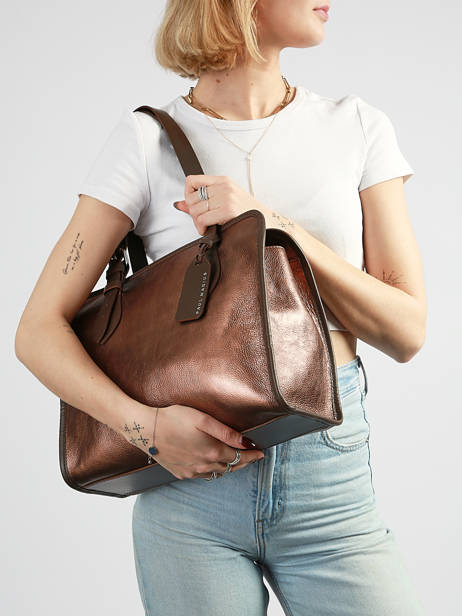 Shoulder Bag Vintage Leather Paul marius Brown vintage CABAS other view 1