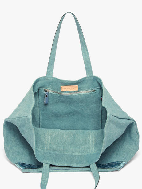 Large Le Cabas Tote Bag Linnen Sequins Vanessa bruno Blue cabas lin 31V40315 other view 3