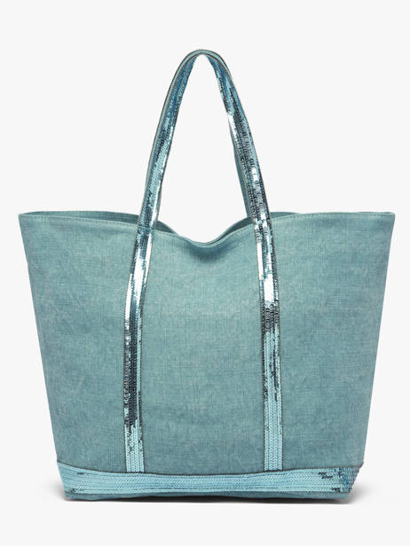 Large Le Cabas Tote Bag Linnen Sequins Vanessa bruno Blue cabas lin 31V40315 other view 4