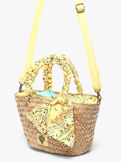 Sac Porté Main Bandana Paille Le voyage en panier Jaune bandana PM968 vue secondaire 2