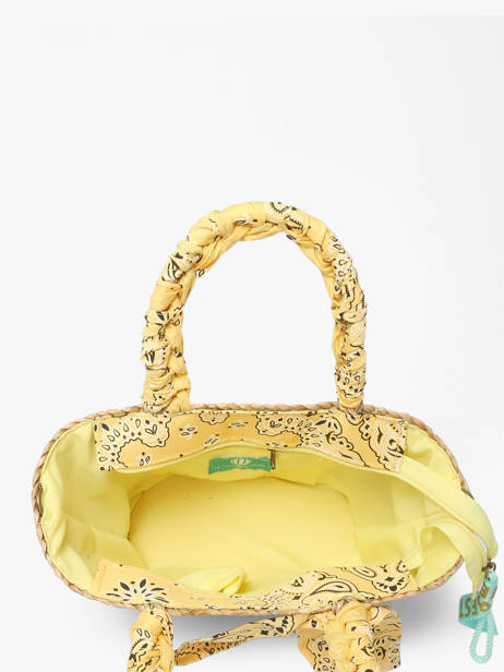 Sac Porté Main Bandana Paille Le voyage en panier Jaune bandana PM968 vue secondaire 3
